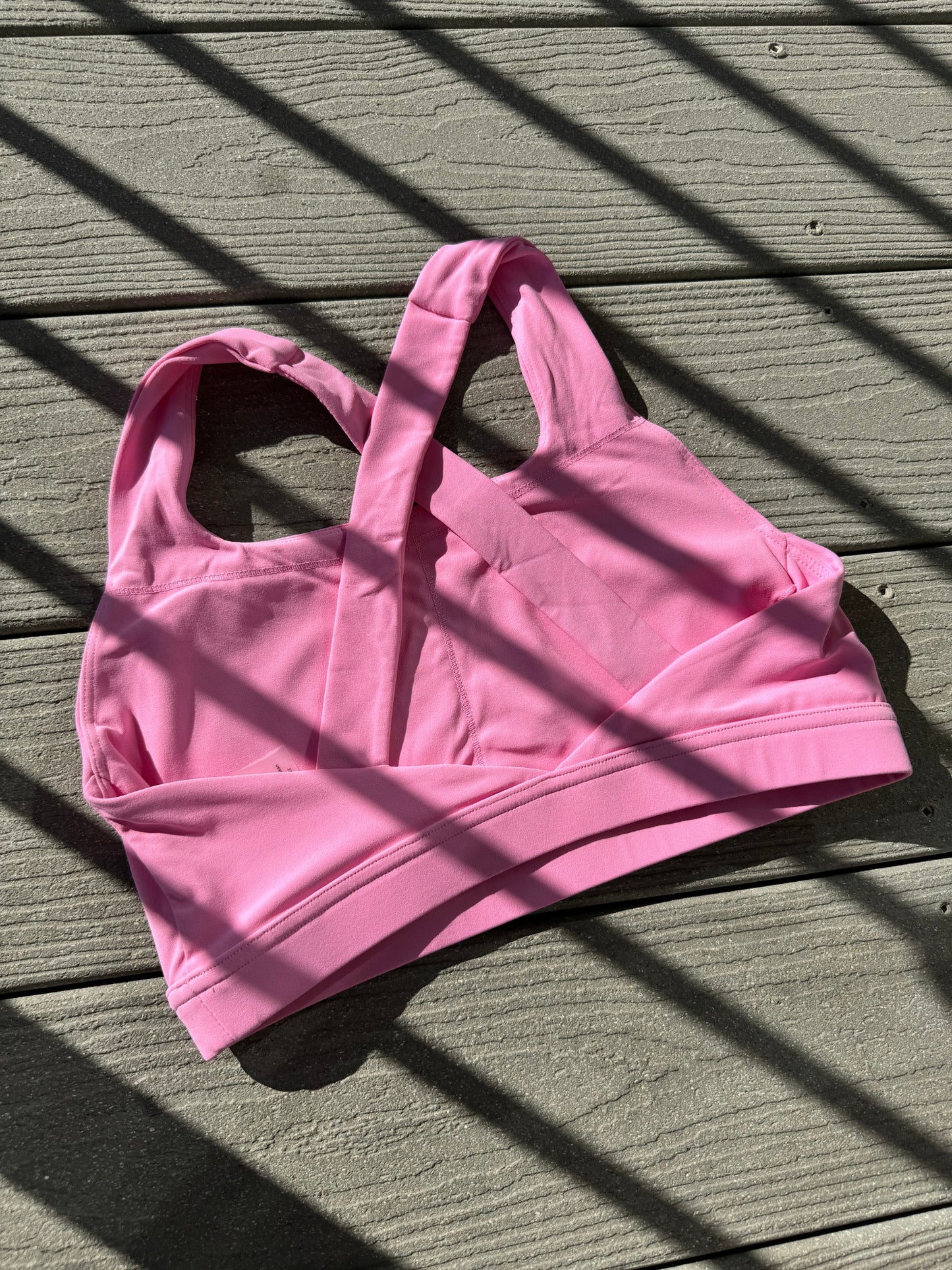 Bubble Gum Pink Wide Strap Sport Bra