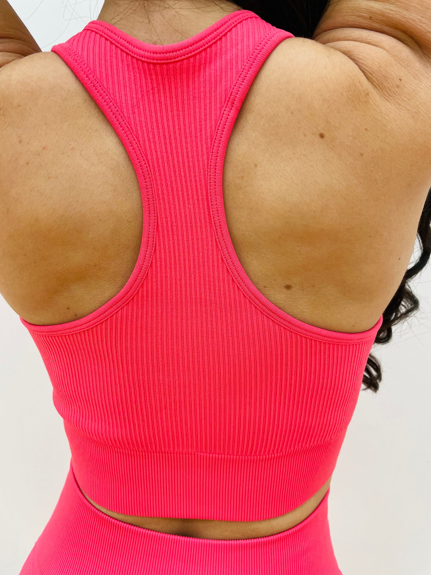 Melon Pink V Neck Sport Bra